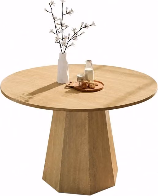 Tavolo da pranzo rotondo 120 x 120 x 75 cm in MDF rovere, 4-6 persone