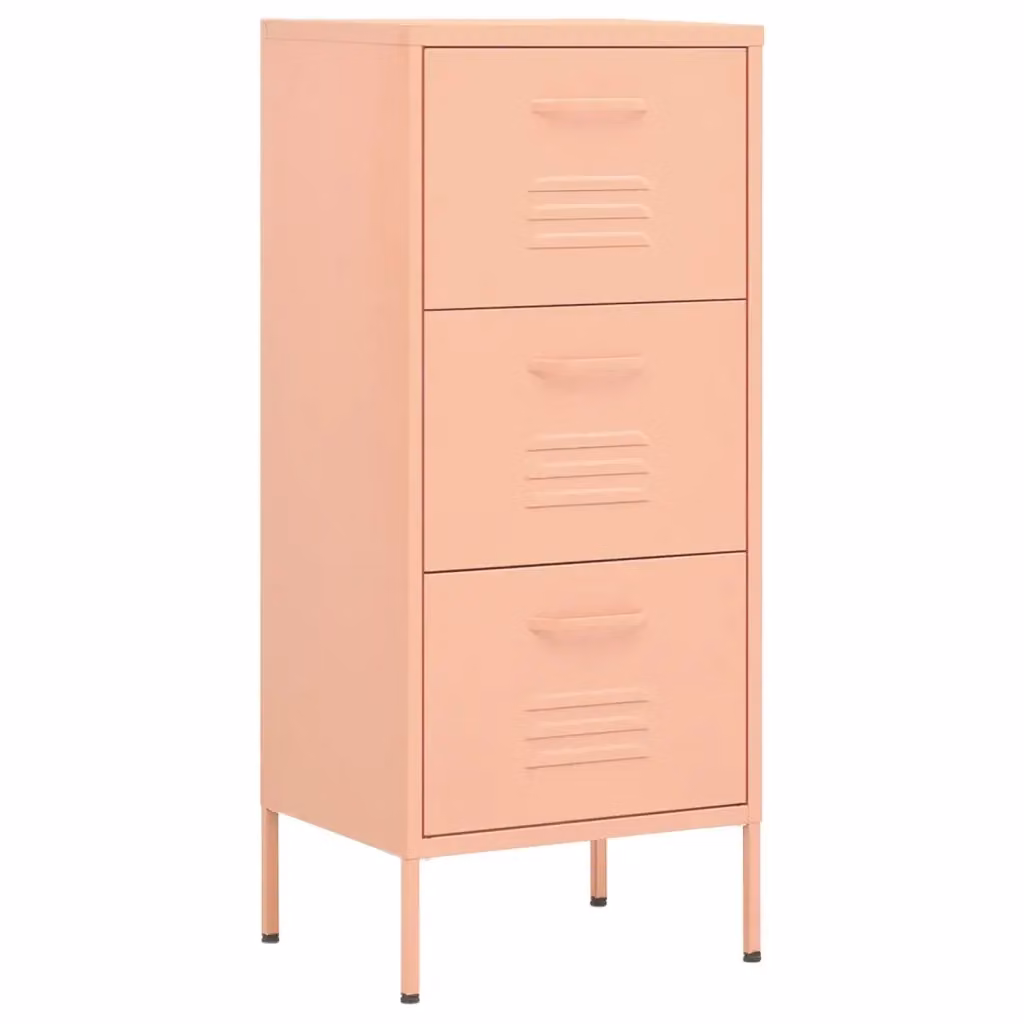 Armadietto da bagno moderno vidaXL in metallo rosa con ante a battente e ripiani interni L/P/H: 42,5 x 35 x 101,5 cm – 2