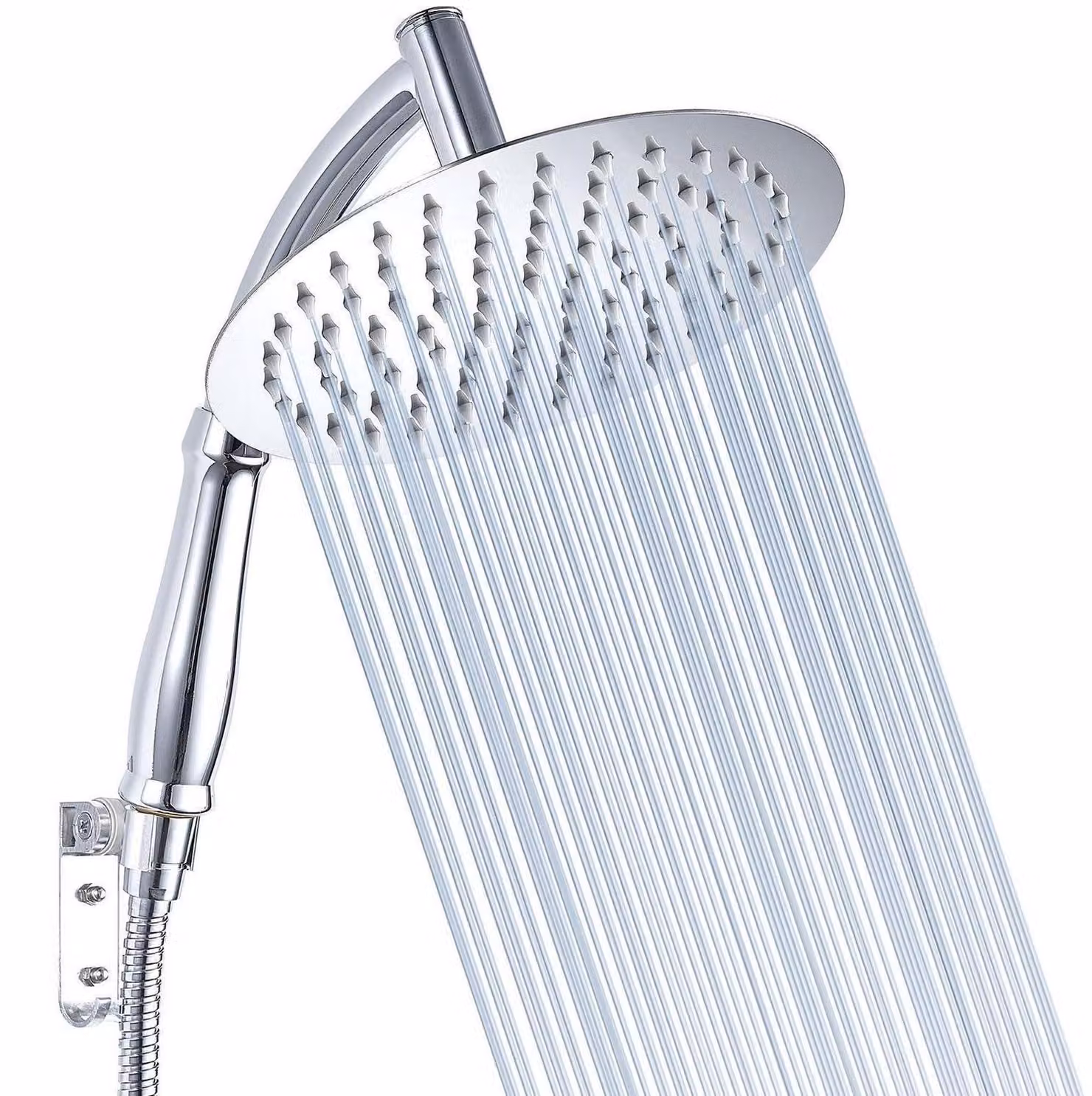 Doccia a soffitto con braccio per doccetta manuale, acciaio inossidabile, diametro 20 cm, finitura cromata
