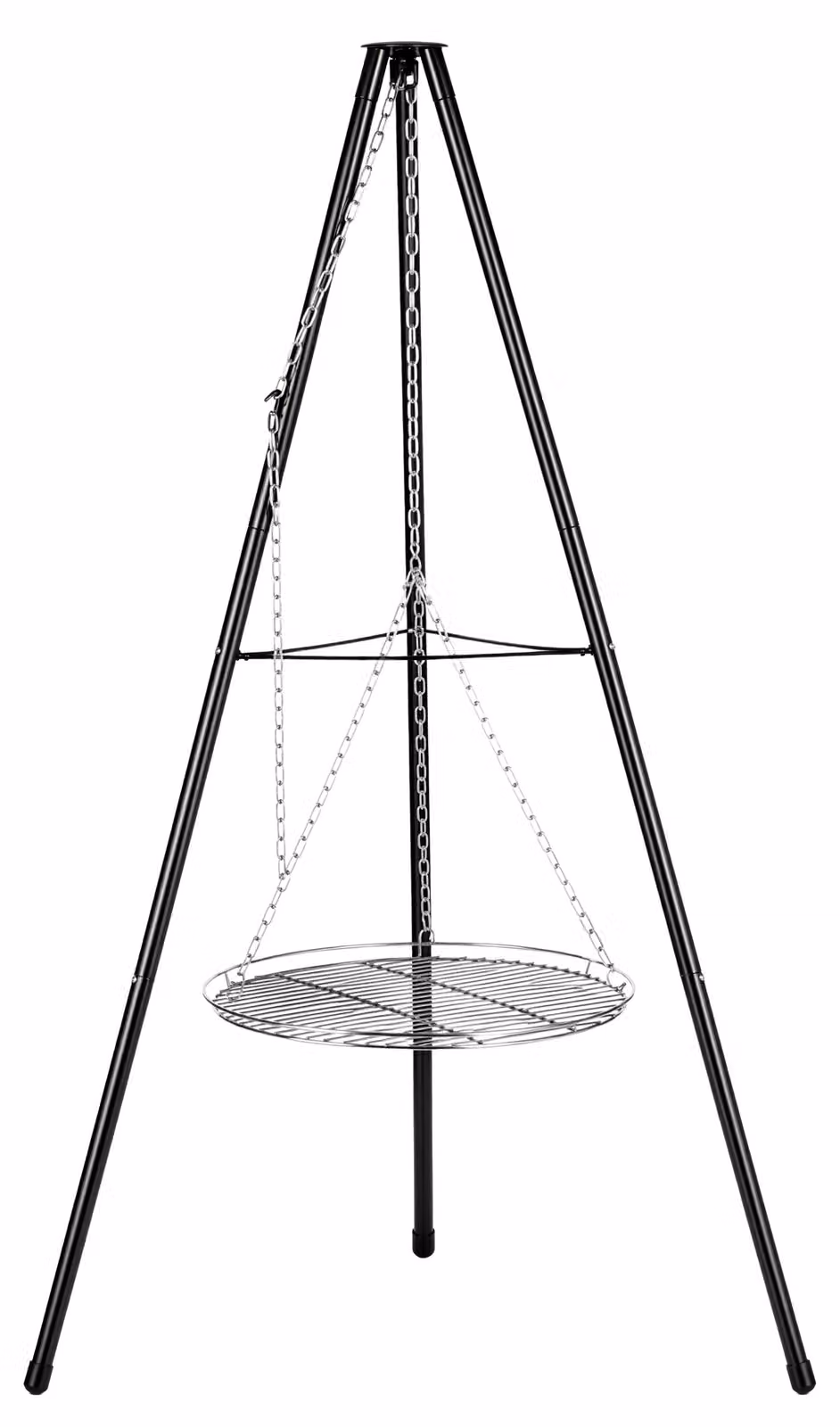 KRAFT&DELE | Griglia a treppiede, griglia girevole, struttura per griglia con catena, altezza 150 cm, inclusa griglia da 51 cm, barbecue a carbone