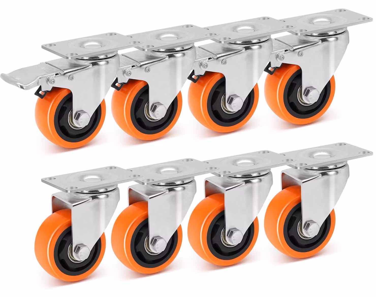 Ruote per mobili da 75 mm con freno - Capacità di 112 kg per ruota, set da 8