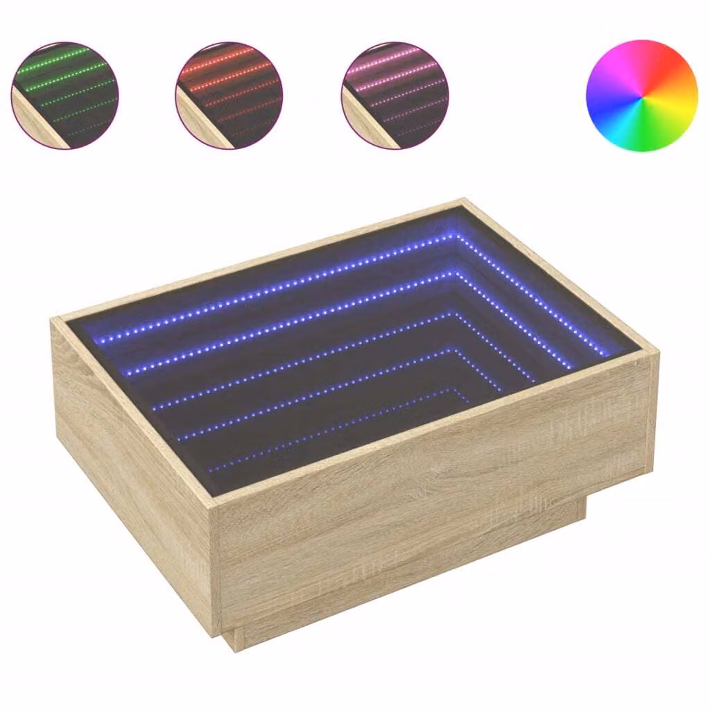 Tavolino Salotto con LED Rovere Sonoma 70x50x30 cm Multistrato