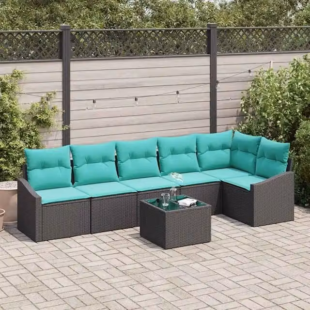 Set di divani 7 pz Nero polyrattan 3346756