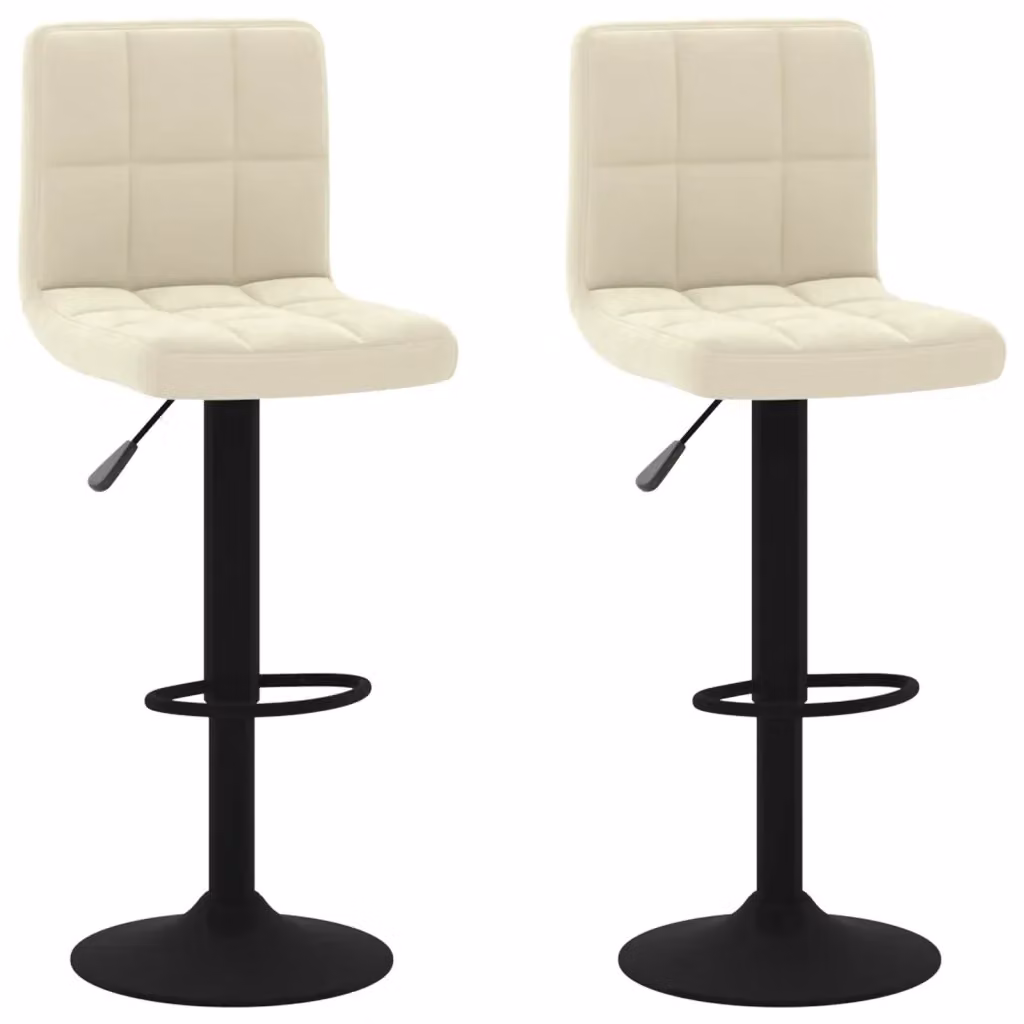 Set di 2 sgabelli da bar vidaXL in velluto beige con base girevole a 360 gradi e struttura in metallo, Altezza: 90 cm, Larghezza: 47 cm, Profondità: 40 cm – 2