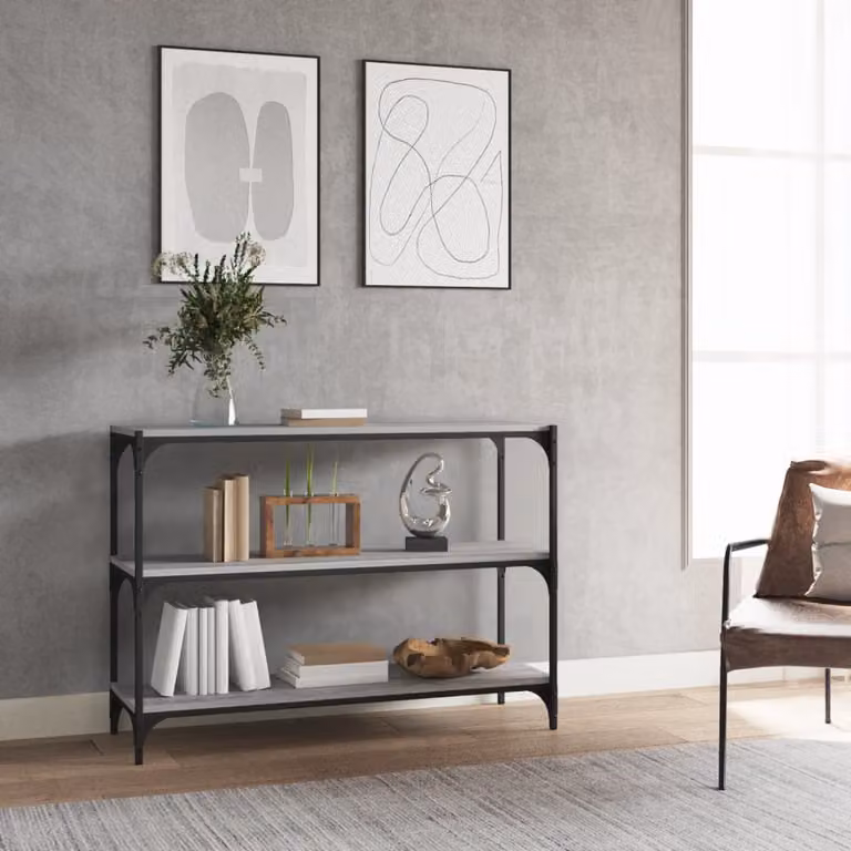 Libreria industriale vidaXL in legno e acciaio Grigio Sonoma, L 100 cm x P 33 cm x H 70,5 cm