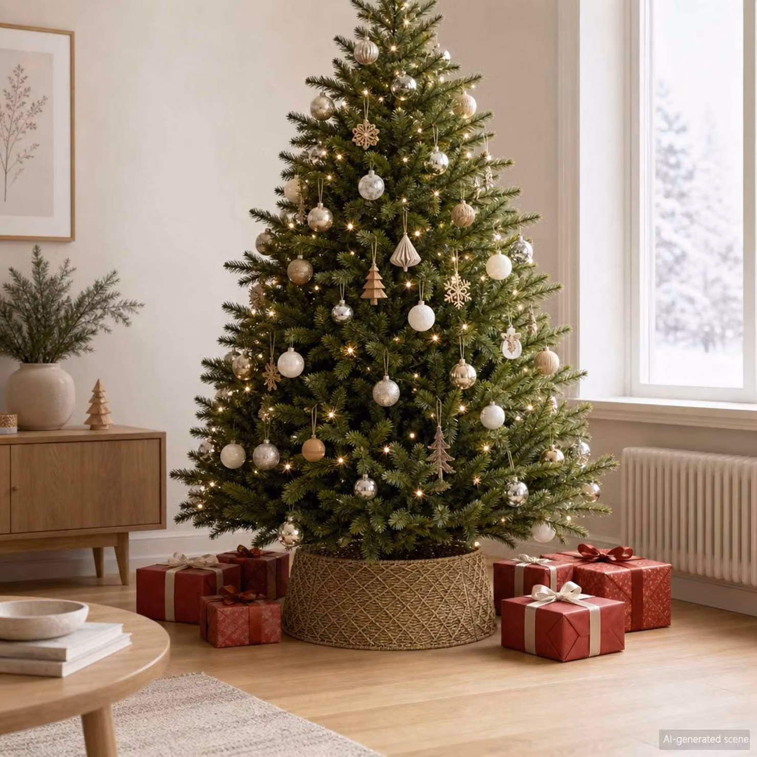 vidaXL Collare per Albero di Natale Rotondo Naturale Ø 75 x 25 cm