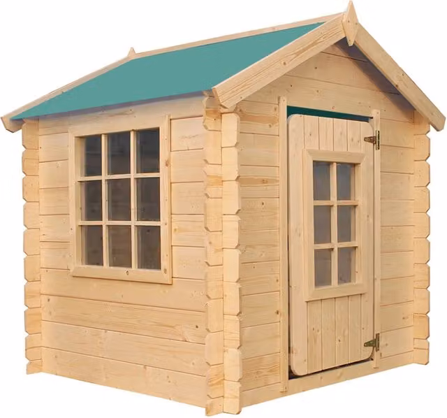 Casetta per bambini Timbela in legno con tetto verde L: 111 cm, P: 114 cm, H: 121 cm