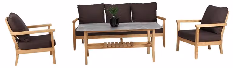 Set divano: divano a 3 posti, 2 poltrone, tavolino. Set moderno per mobili da giardino