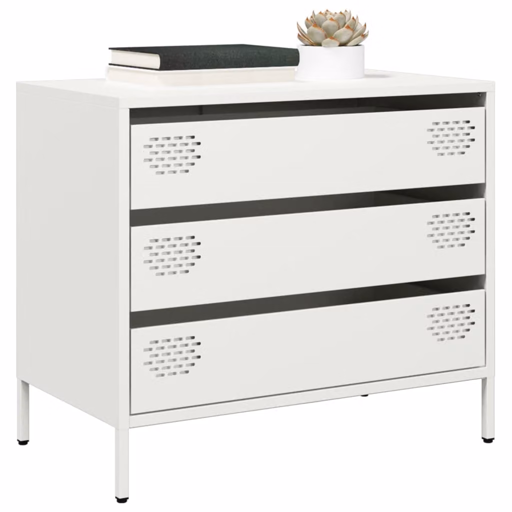 Credenza bianca vidaXL in metallo da appendere al muro L: 68 cm, P: 39 cm, H: 58,5 cm