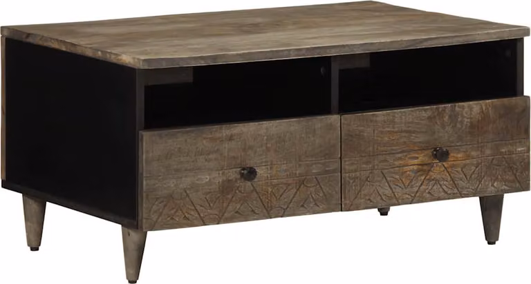 Maison Exclusive - Tavolino da caffè grigio chiaro, 80x54x40 cm, in legno massello di mango