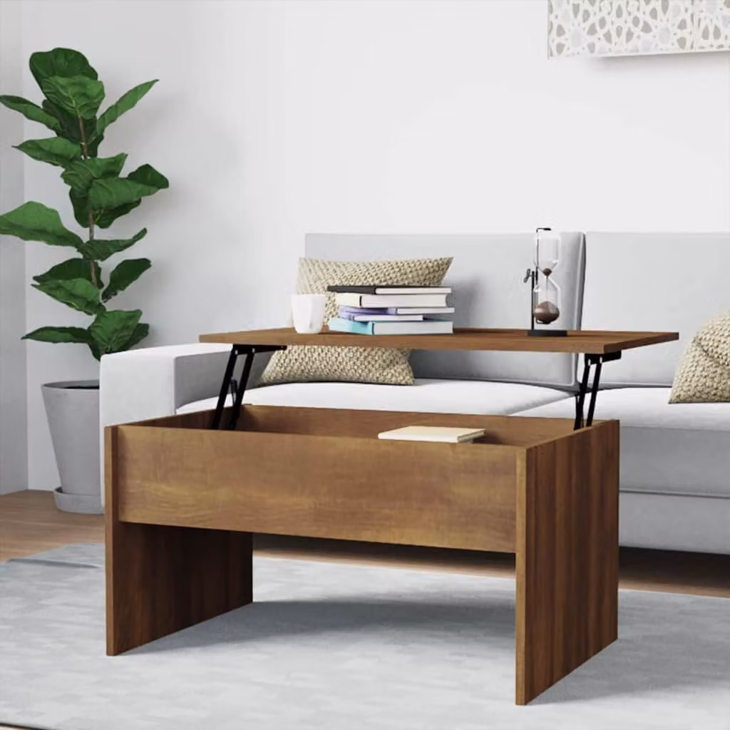 Tavolino da soggiorno moderno vidaXL in legno rovere marrone L 80 cm x P 50,5 cm x H 41,5 cm