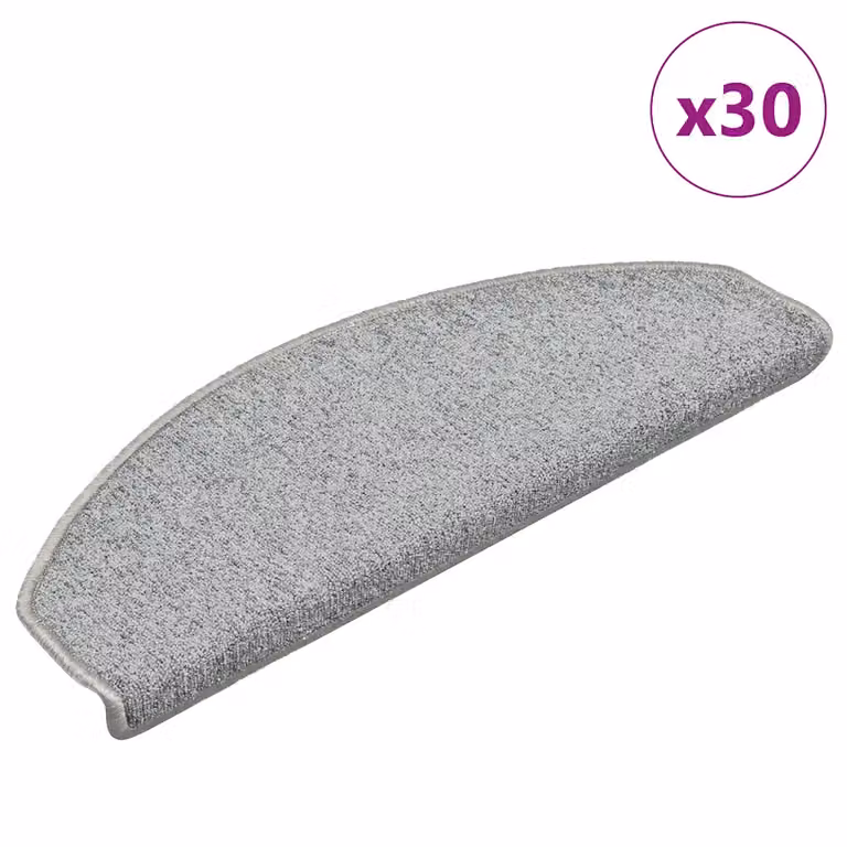 vidaXL Set di 30 Tappetini per Scale Autoadesivi Antiscivolo in Polipropilene, Grigio o Bianco, L 65 x P 24 x H 4 cm