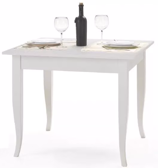 Tavolo classico fisso in legno di pino bianco opaco Mobili 2G L/P: 80 x 80 cm