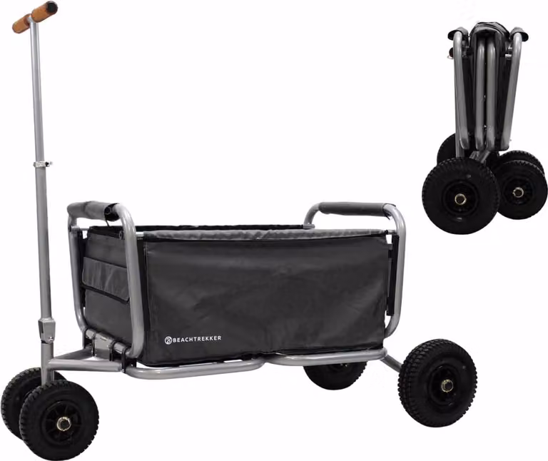 Beachtrekker carrello pieghevole Life con freno di stazionamento integrato nero e pneumatici