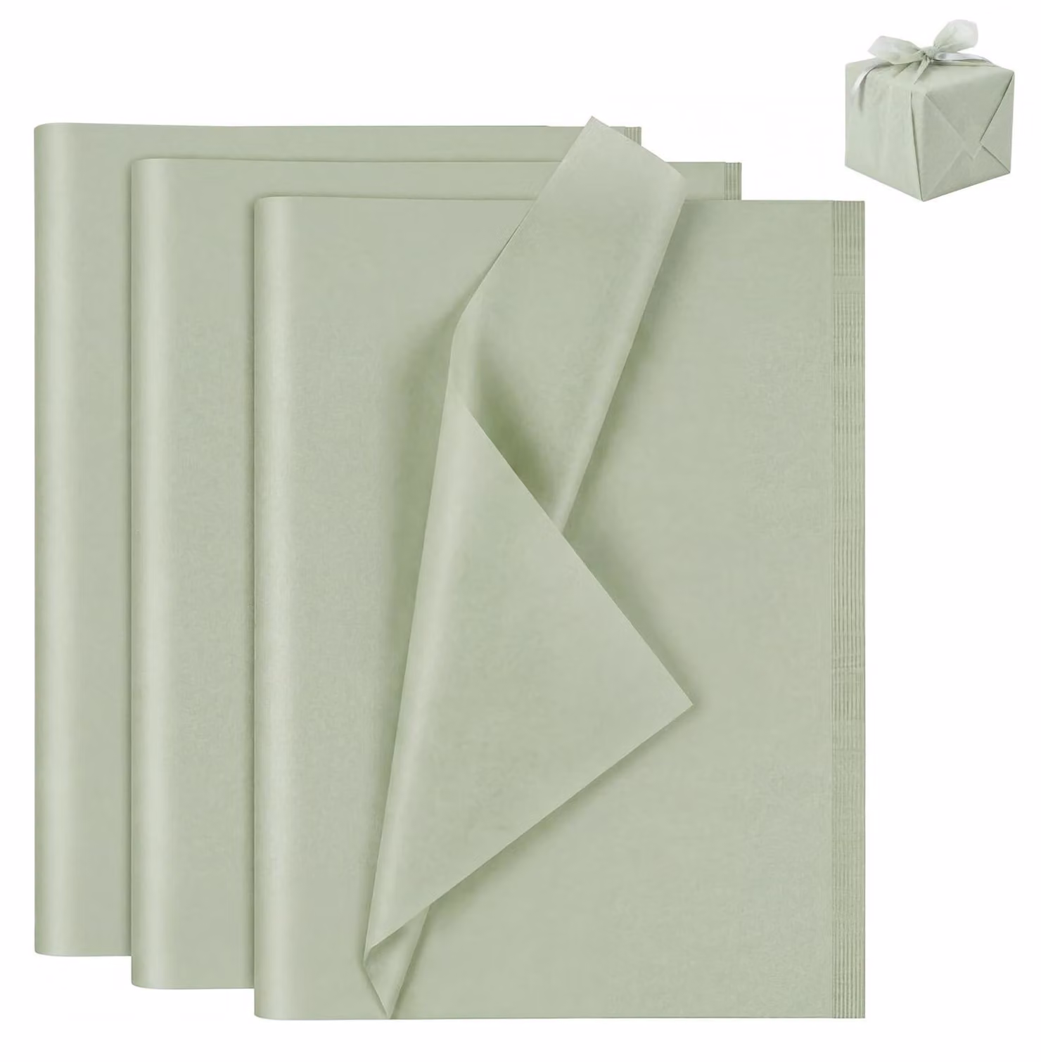 Carta velina Carta da regalo Carta velina per confezioni - 50 x 35 cm - 100 fogli - Verde salvia