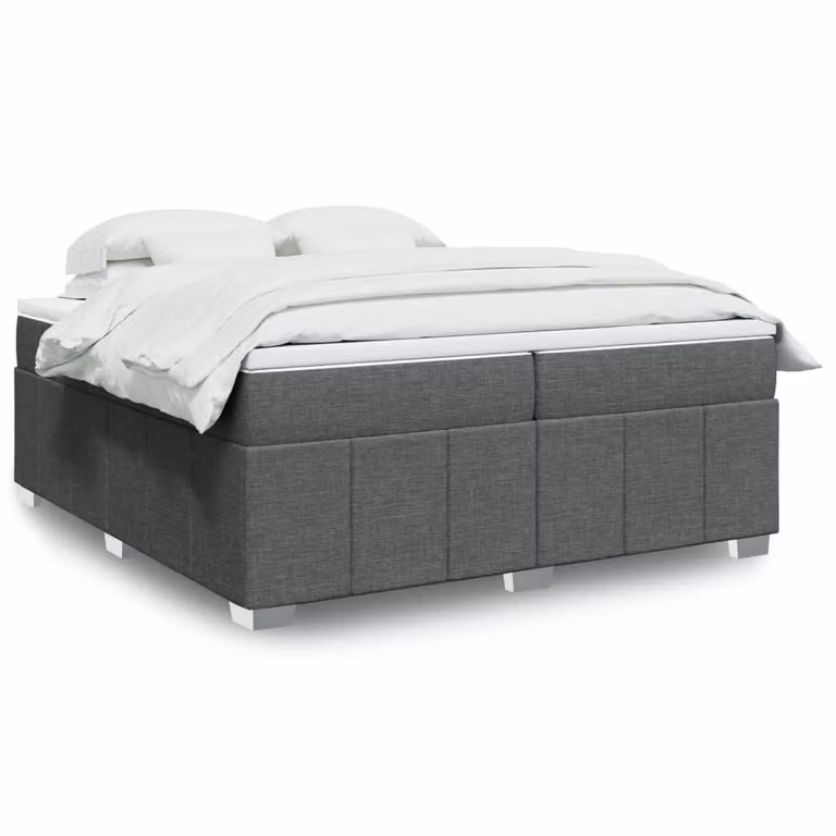 vidaXL Giroletto a Molle Ibrido con Materasso in Tessuto Grigio e Bianco, L/P: 200 x 200 cm