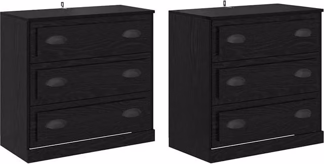 Credenza | Sideboards con cassetto 2 pcs Rovere Nero 70 x 35,5 x 67,5 cm