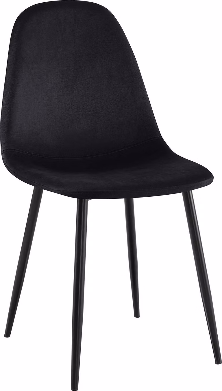 Sedia da pranzo Napier, imbottita con schienale, colore nero. Materiale: velluto