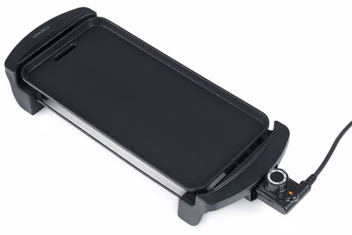 COSTWAY, piastra grill elettrica da tavolo, 1600W, con superficie antiaderente, termostato integrato e vaschetta raccogli grassi removibile