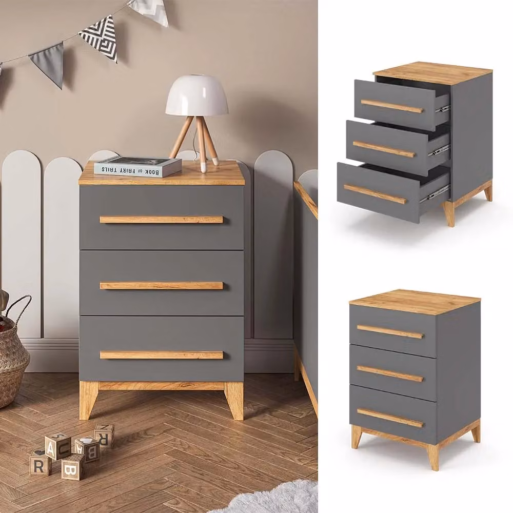 Cassettiera Malia VitaliSpa Grigio per camera da letto e cameretta, L: 88 cm, P: 53,4 cm, H: 30,35 cm – 2