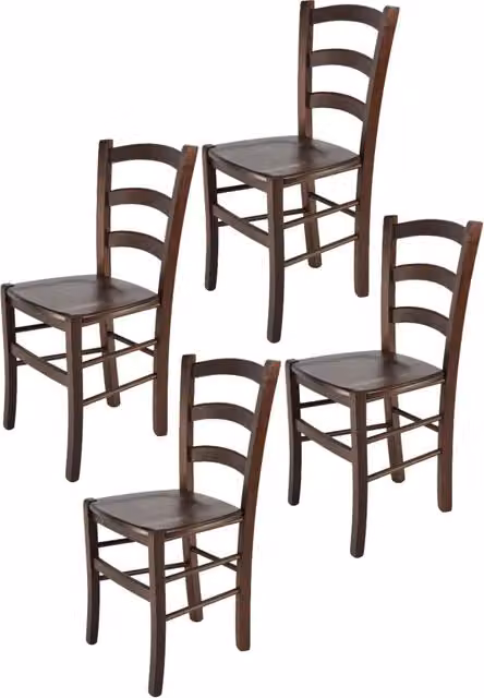 Set 4 Sedie Venice Tommychairs, robusta struttura in legno di faggio verniciata in noce e seduta in legno