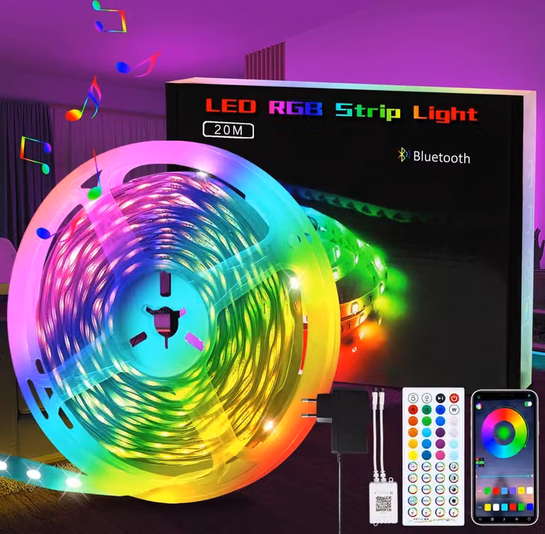 ZMH Striscia LED 20m nastro intelligente RGB regolabile per festa di Natale Bar Interior Design