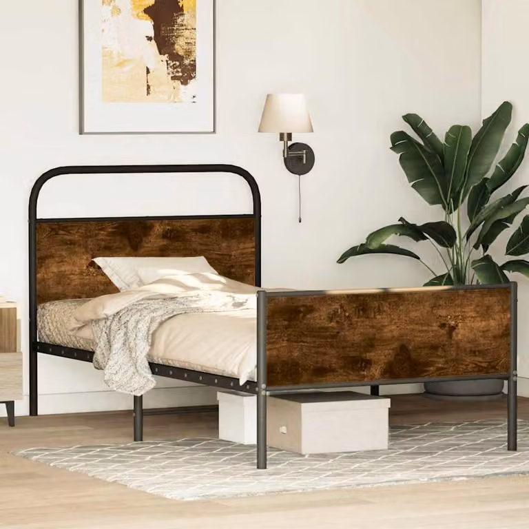 vidaXL Giroletto senza materasso in Rovere Sonoma e metallo, L 100 x P 200 cm