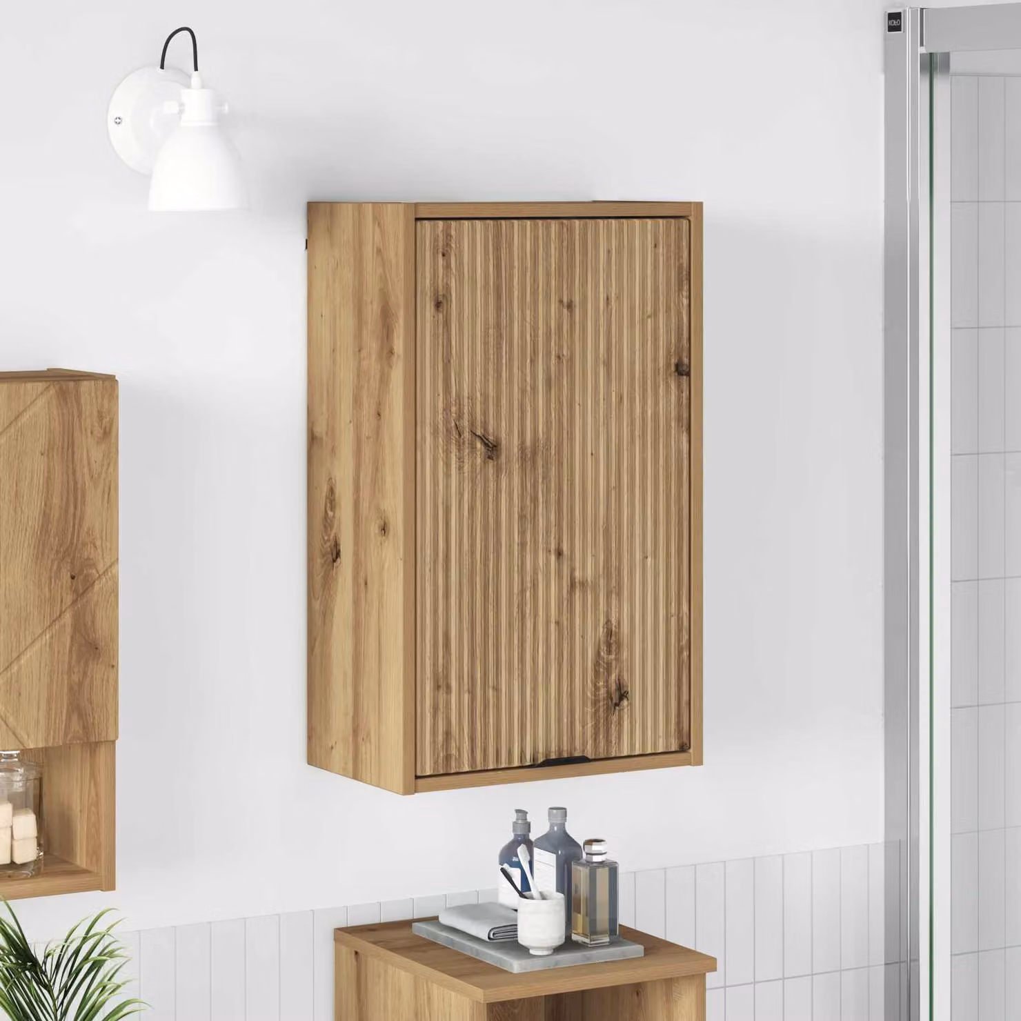 Mobile da bagno vidaXL in rovere con ante a battente, L 39 cm, P 23,5 cm, H 65 cm
