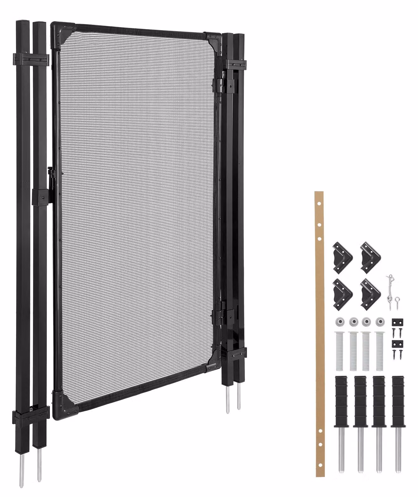 SucceBuy Cancello per recinzione piscina 1,2x0,75 m, porta per recinzione di protezione e sicurezza bambini, set cancello di sicurezza con chiusura metallica, tessuto in PVC Teslin da 352 g/m², tubo quadrato, chiudibile a chiave, adatto per piscine, nero