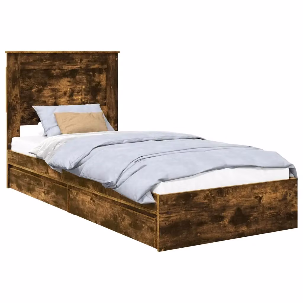 Letto con Contenitore Moderno vidaXL in Legno Rovere Marrone L/P/H: 190 x 90 x 93 cm – 2