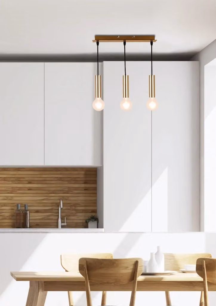 Lampada a sospensione Candellux Dallas in metallo oro/ottone, dimmerabile e con altezza regolabile, per 3 lampadine E27 – 2