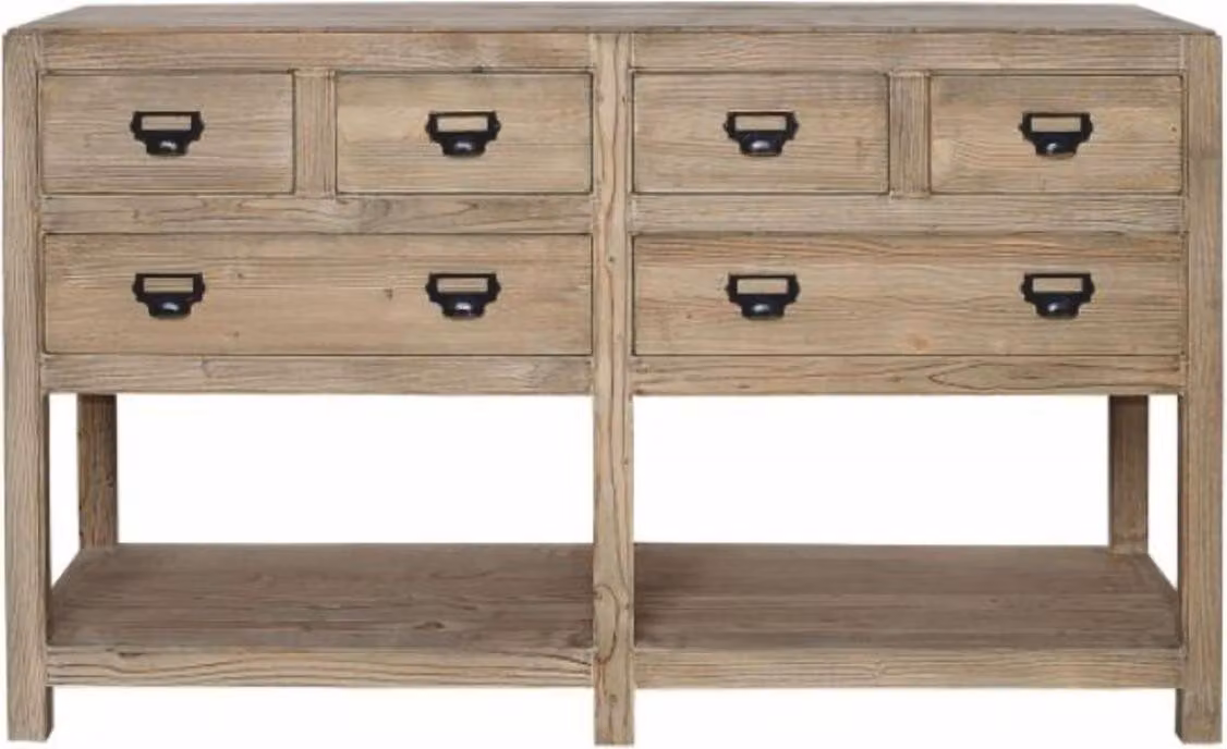Casa Padrino credenza in legno massiccio stile country con 6 cassetti colori naturali 150 cm