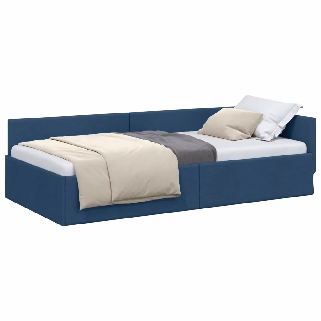 Cornice del letto ad angolo vidaXL in tessuto blu, L 200 x P 80 x H 57 cm – 2