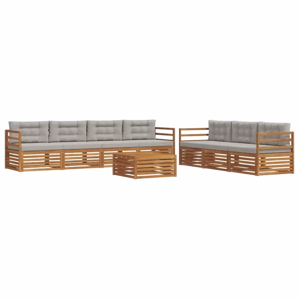 Set di divani da esterno 8 pezzi vidaXL in legno di acacia con cuscini beige e grigio – 2