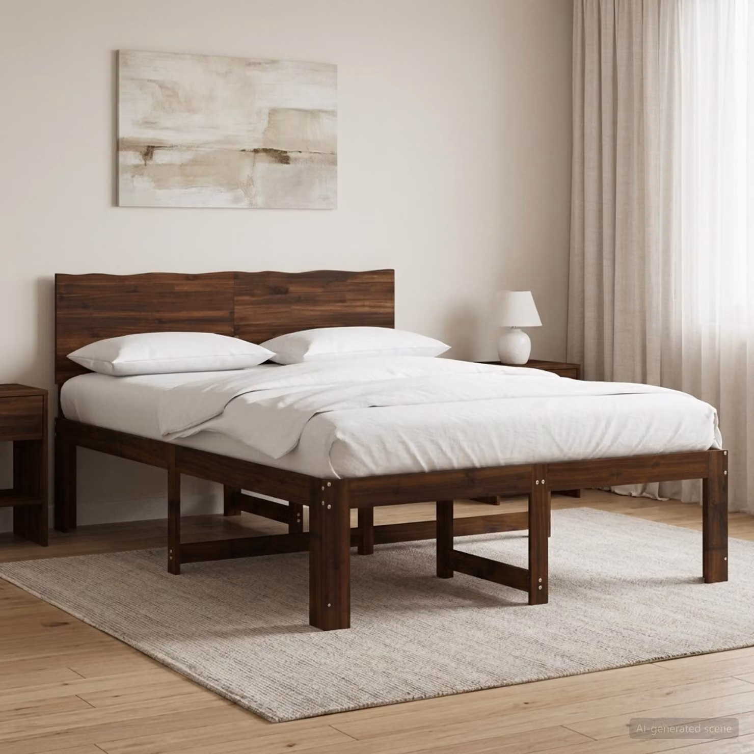 Letto matrimoniale con testiera vidaXL ROSTOCK in legno di acacia marrone, L/P/H: 160 x 200 x 91 cm