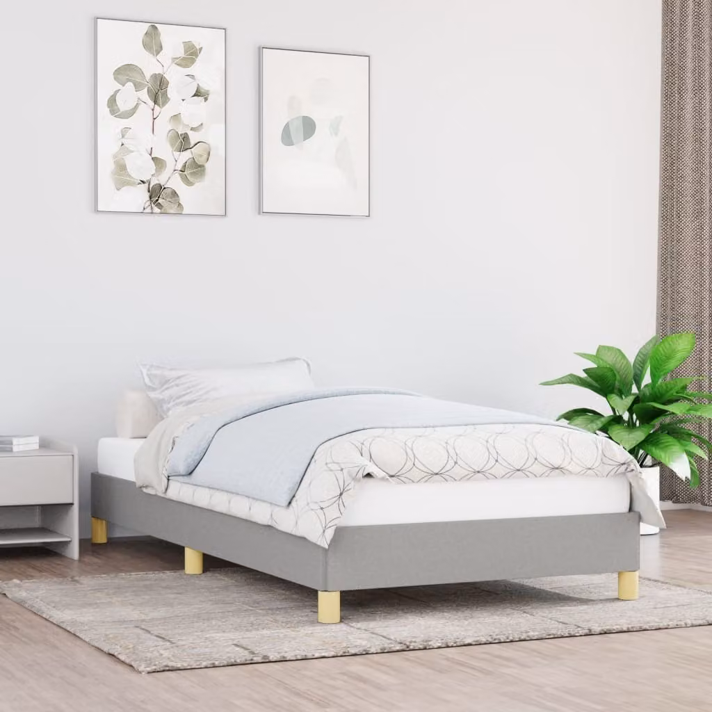 The Living Store Struttura letto grigio chiaro 80x200 cm in tessuto