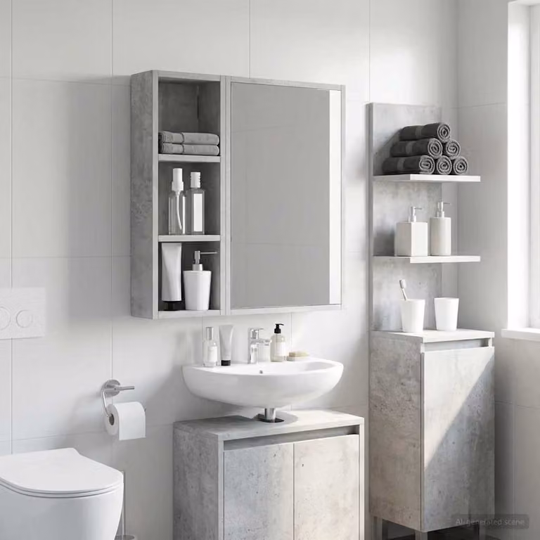 Armadio da bagno a muro vidaXL moderno in MDF Grigio, L/P/H: 20 x 10 x 60,5 cm