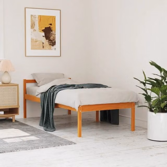 Letto per anziani vidaXL in legno massello di pino color marrone cera L/P: 90 x 190 cm
