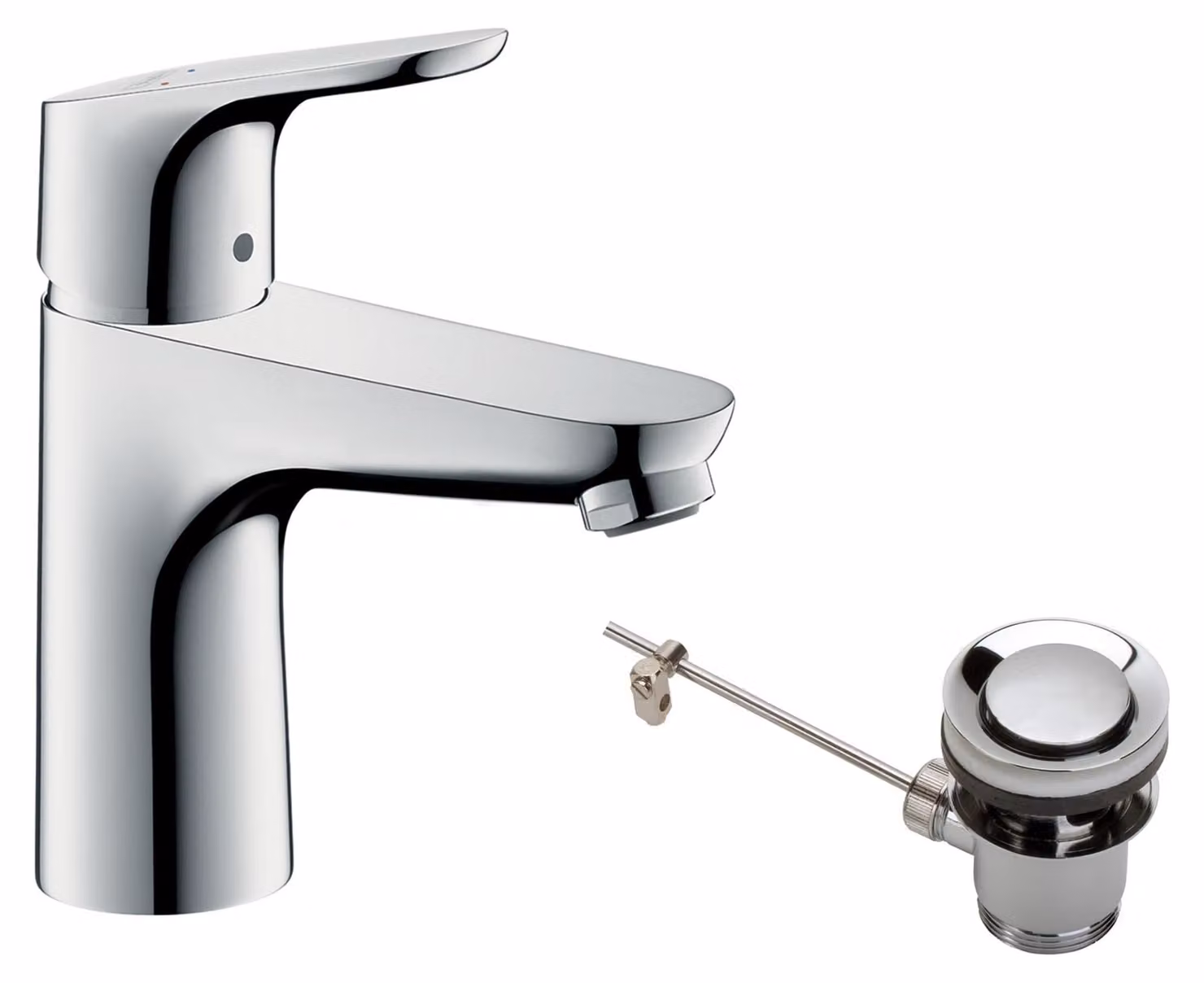 Miscelatore per lavabo Focus, altezza del beccuccio 100 mm, cromo, monoblocco