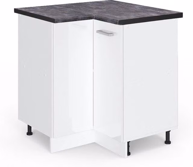 Mobile ad angolo cucina R-Line Bianco lucido/Bianco 75.6 cm, PL Antracite Vicco