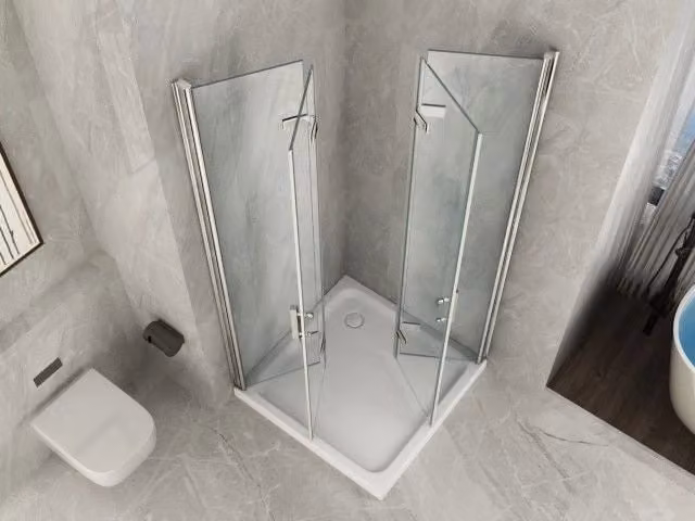 Box doccia in Cristallo 8 mm frameless due lati con due porte a libro soffietto Easyclean - Misura: 60 x 100 x 195h cm