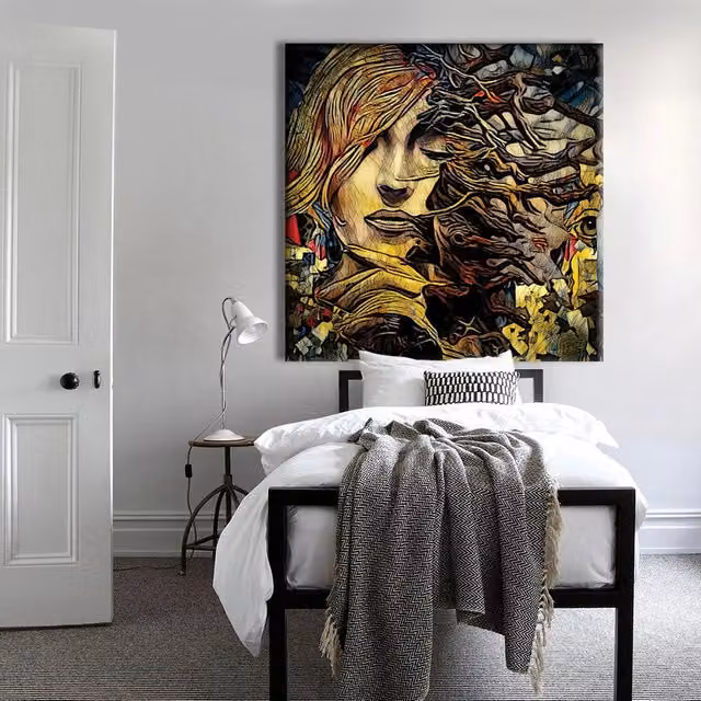 Quadro Canvas Abstract Signorbit Multicolore su telaio in legno L/P/H: 130 x 130 x 130 cm