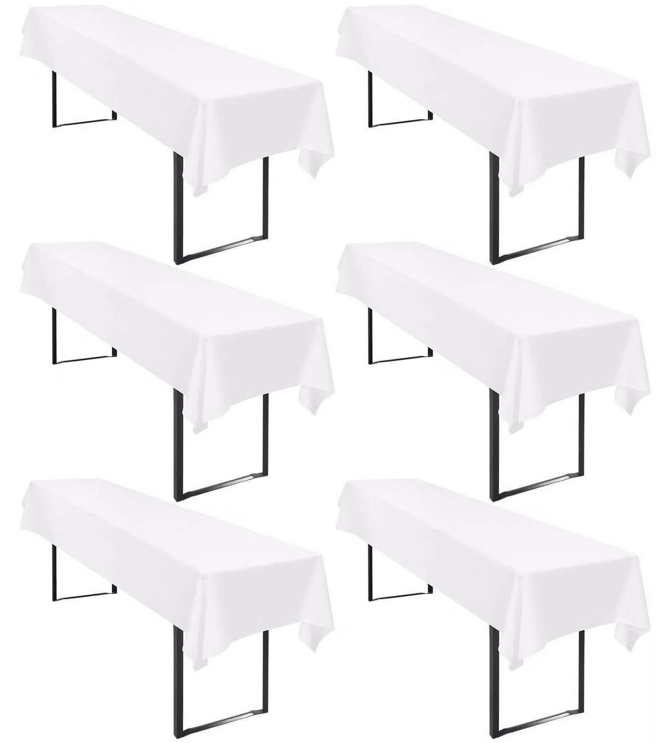 Tovaglia per birreria, set da 6 pezzi, 110 x 260 cm, colore bianco, in poliestere