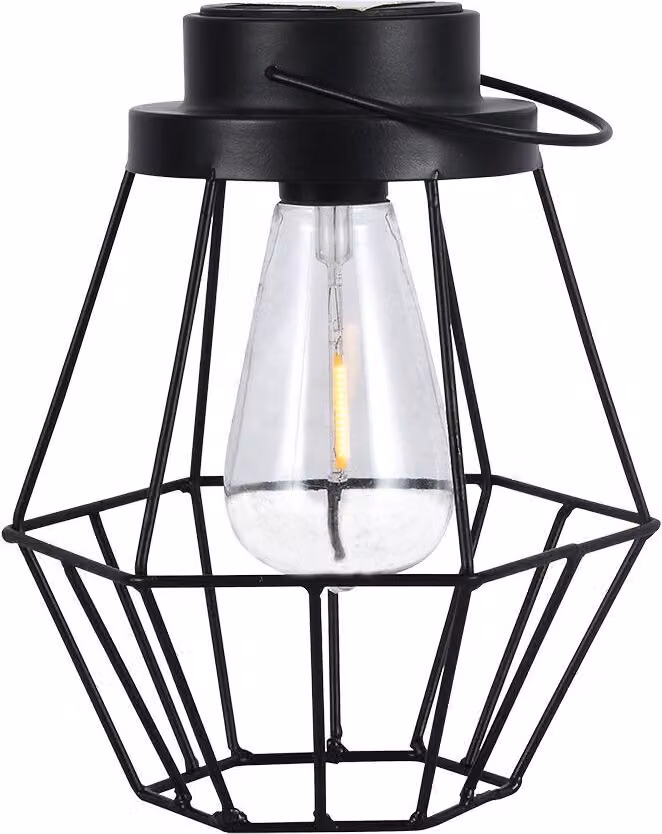 V-TAC Lampada LED alimentazione solare Design Vintage, Batteria Ricaricabile e Maniglia per Trasporto Colore Nero 3000K IP44 - 23386