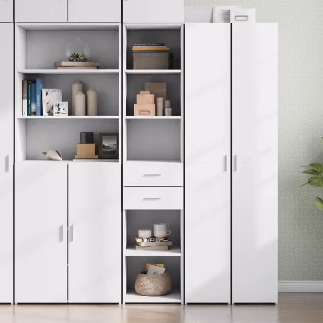 Credenza-Buffet-Armadio da cucina Bianca 40x42,5x185 cm in Legno Multistrato 503185