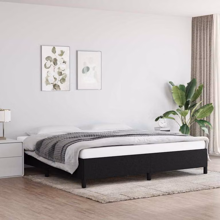 vidaXL Giroletto senza Materasso Nero in Tessuto L/P: 200 x 200 cm