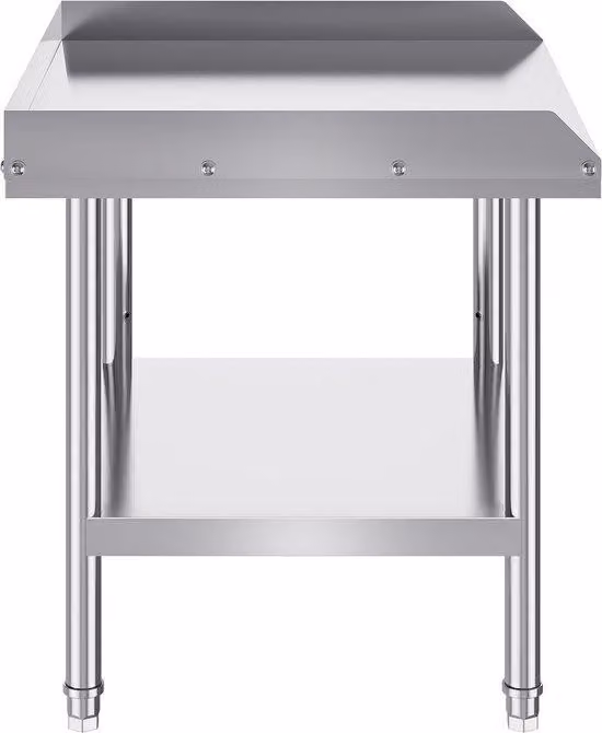 Tavolo da lavoro in acciaio inossidabile - Tavolo con bordo perimetrale - Gambe regolabili - Dimensioni 610 x 711 x 660 mm - Adatto per il settore Ho.Re.Ca