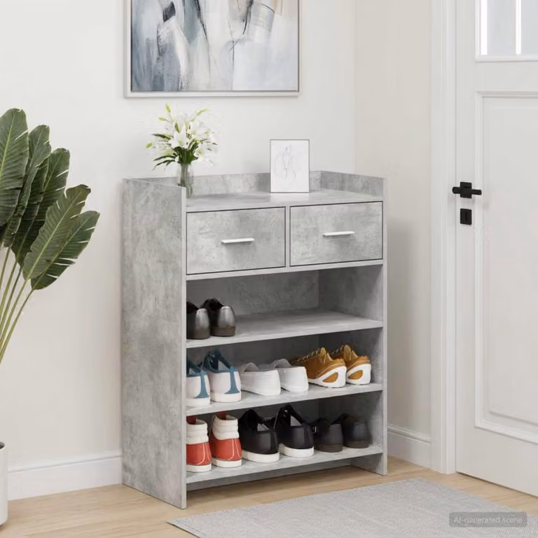 Mobile porta scarpe moderno vidaXL in MDF grigio L: 73,5 cm, P: 36 cm, H: 92 cm