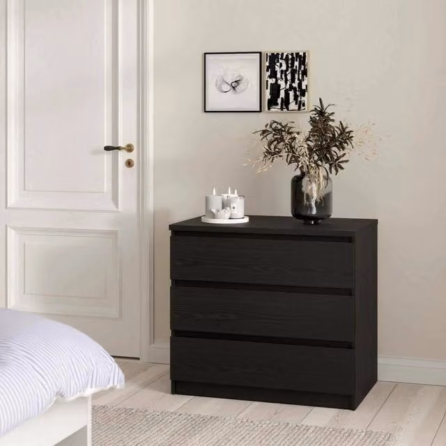 Cassettiera Kajiki DMORA per camera da letto, mobile con cassetti moderno nero opaco, L 77 cm x P 50 cm x H 68 cm – 1