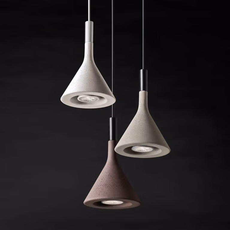 Foscarini Lampada a sospensione Aplomb Mini, dimmerabile, Bianco / Opale, Cucina, calcestruzzo / cemento, Design, Lampada a sospensione